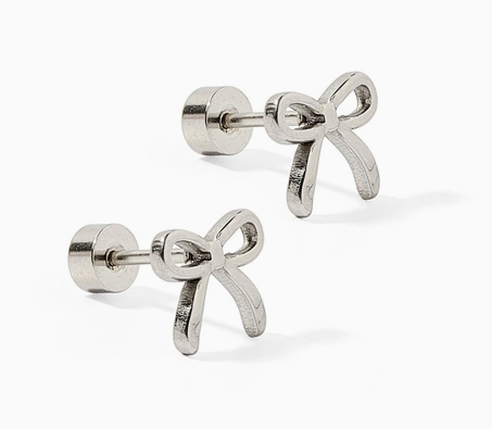Small Silver Bow Earings